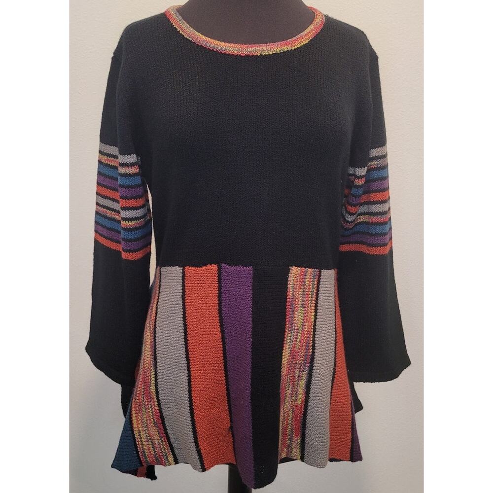 VTG Mirror Image Asymmetrical Tunic Top L Artsy Boho Knit Sweater Lagenlook